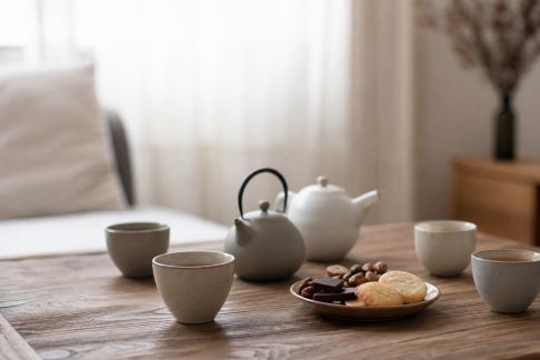 Sélection de tisanes et gourmandises pour un après-midi spa entre amies